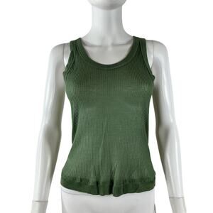 Lemaire Ribbed Green Scoop Neck Tank Top Size S